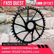 PASS QUEST-6mm OFFSET Chainring FOR Rotor VEGAST/ALDHU CRANKSET with Positive and Negative Teeth, Ch