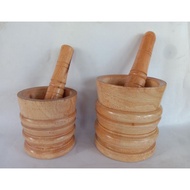 KAYU Very Comfortable Wooden Mortar Pestle Mashing Herbs empon Mortar Pestle antan Mor Mortar Mortar Pestle Wooden Deplokan Pounder Herbal Pestle antan Spice deplok jamu KAB