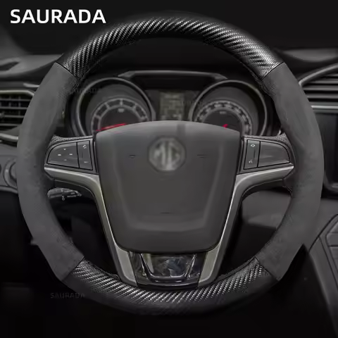 For MG Rx5 HS ZST ZS MG3 MG5 MG6 MG7 GT GS Hector ZX MG3SW 2023 38cm Carbon Fiber Leather Car Steeri