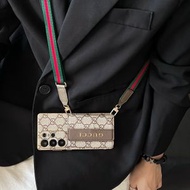 內地直送 - 三星拼接金边斜跨适用三星s25ultra手机壳24ultra保护套s23防摔硬壳三星s22pluss全包-古驰 三星Galaxy S22