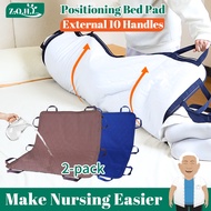 ZhenqingHuli 2pcs Multipurpose Positioning Bed Pad bad hospital Blue Sheet Underpad katil hospital With Reinforced Handles Reusable &amp; Washable Transfer Sheet (80 x 120cm)