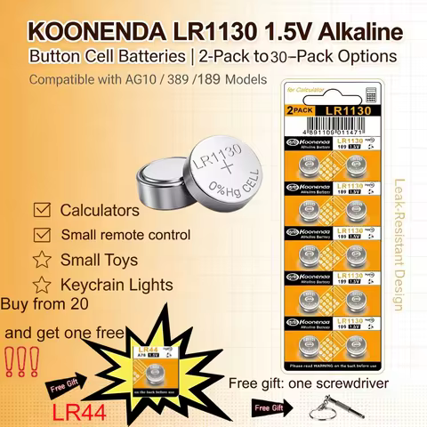 AG10 LR1130 Batteries 389A LR1130 LR54 L1131 SR1130 1.55v High Capacity Button Cell Coin Battery for
