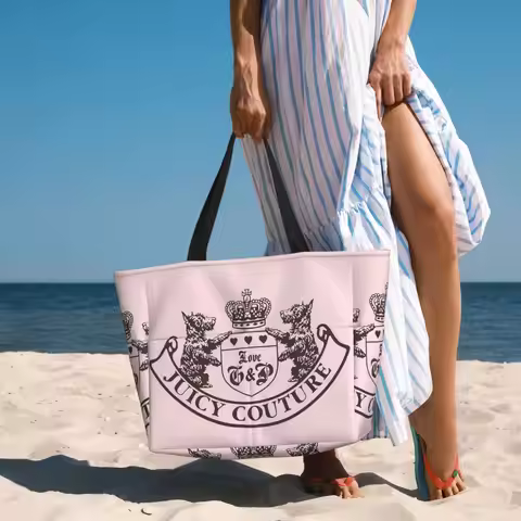Y2k Juicy Couture Crest Beach Tote Bag Sport Gym Yoga Duffle Large Tote Bag Women Travel Bag Fitness