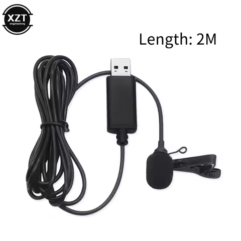 Laptop Live Recording USB Plug Mic 2m Portable Mini Clip-on Omni-Directional Stereo USB Mic Micropho