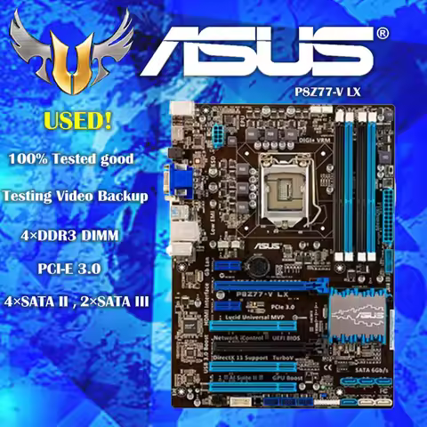 Used ASUS motherboard P8Z77-V LX LGA 1155 DDR3 i3 i5 22/32nm CPU USB3.0 32GB SATA3 VGA HDMI Z77 Desk