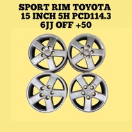 Sport Rim 15 Inch 5H PCD114.3 6JJ Offest +50 Ori Used Japan