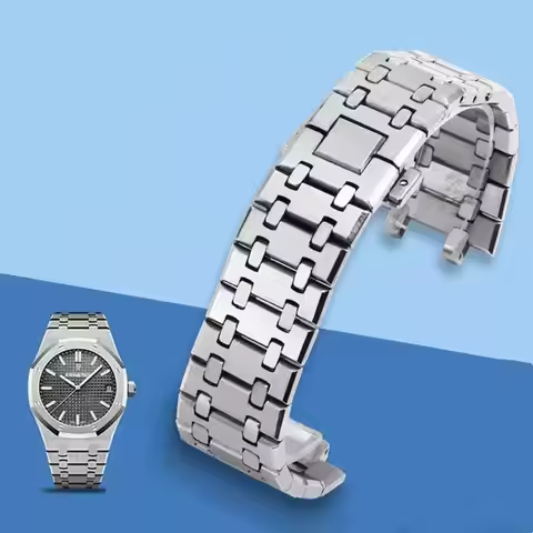 904L Men Watchband Full Stainless Steel Bracelet For AP ROYAL OAK 15400 26331 15500 Watch Strap Fold