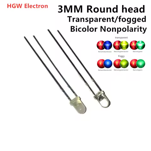 100PCS Two feet Non-polar 3mm Mistiness Red Blue Green two color transparent two way LED light-emitt