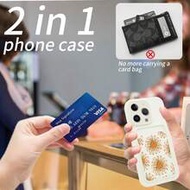 1pc Gray TPU Minimalist Solid Color 2-In-1 Card Holder, Dried Flower & Fruit Element Floral Print Pa