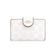 [Coach] COACH wallet (half wallet) FC0082 C0082 Chalk x Gracia White Signature PVC Leather Medium Corner Zipper Wallet Women [Outlet product] [Brand]