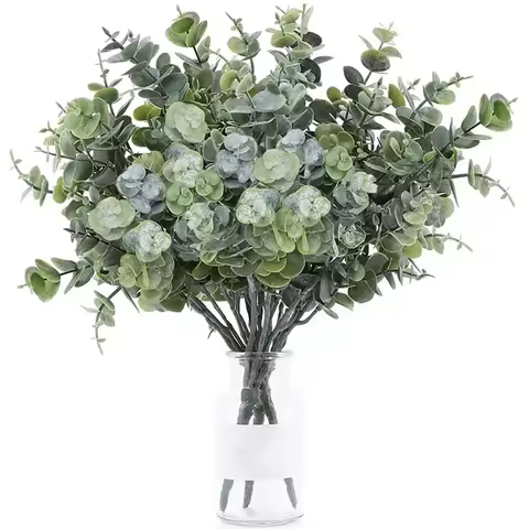 7 Bunches Artificial Eucalyptus Branch Fake Green Plants Leaves For Home Christmas Festivities Weddi