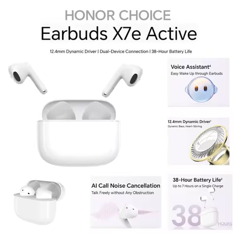 Honor choice earbuds x7e active noise canceling Bluetooth 5.4 stereo sound long battery