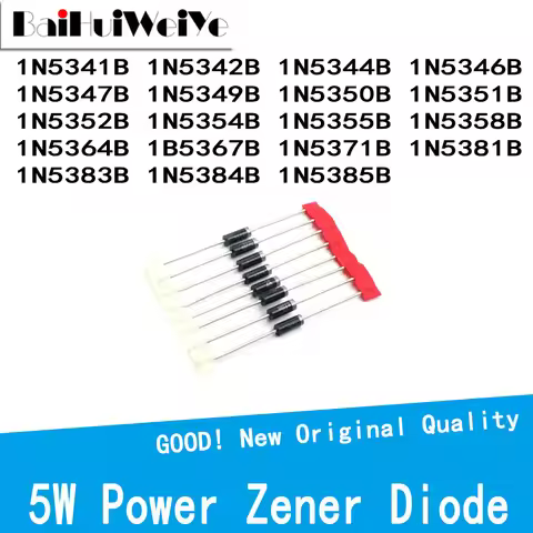 20PCS 5W Zener Diode 1N5341B 1N5342B 1N5344B 1N5346B 1N5347B 1N5349B 1N5350B 1N5351B 1N5352B 1N5354B