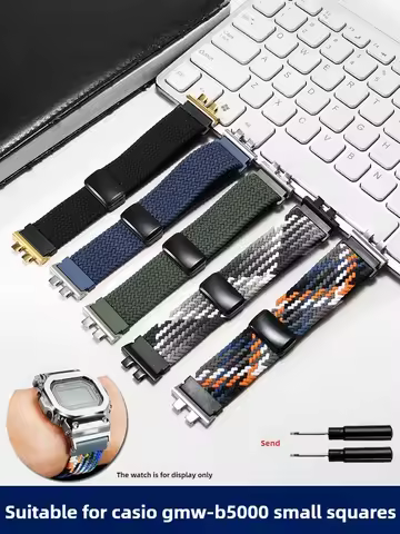 Woven Watch Strap Suitable for Casio 35th Anniversary G-SHOCK Modified GMW-B5000 Elastic Nylon Watch