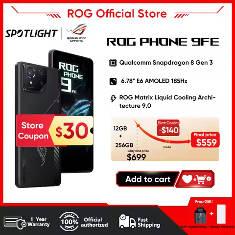 ASUS ROG 9 FE 5G - Snapdragon 8 Gen3 16GB LPDDR5X 256GB UFS4.0 50MP IMX890 6.78" 185Hz 65W 5500mAh A