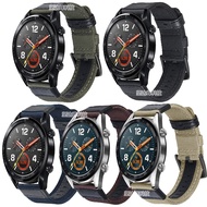 สายนาฬิกาหนังผ้าใบแบบสปอร์ตสำหรับ HUAWEI WATCH GT2สายนาฬิกา JEEP หัวเข็มขัดโลหะ