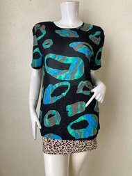 1980 年代復古 'Bruno Piattelli 雪紡印花襯衫 / M 號。