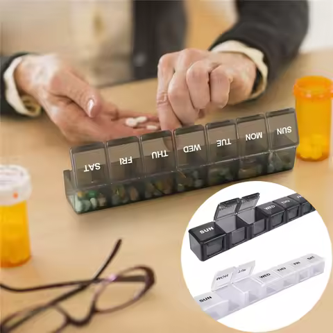 2pcs Pill Box Seven Days Detachable 7 Grids Colorful Pill Box Carry-on Portable Dispensing Box Plast