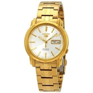 JAM TANGAN PRIA RANTAI GOLD DIAL PUTIH SEIKO 5 SNKK74K1 AUTOMATIC