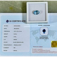 Swiss blue topaz 5.4 carat with certificate