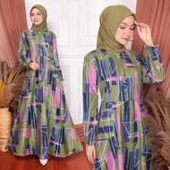 Gamis Wanita Modern Long Dress Busui Maxi Muslim Terusan Motif Bunga -