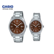Casio General Couple Watch MTP-1302DD-5AV & LTP-1302DD-5AV Silver Stainless Steel Band