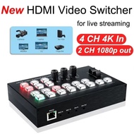 4K 4 Channel HDMI Video Switcher for Multi Camera Live Broadcast Streaming Production Video Mixer Sw