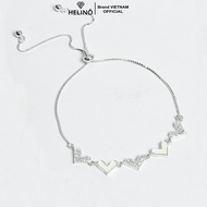 Lắc tay bạc nữ HELINO dây rút trái tim mix đính đá cá tính tinh tế V19