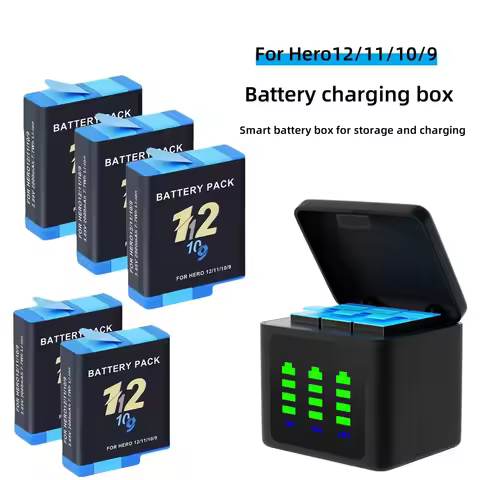 Battery For GoPro Hero 12 11 10 9 Motion Camera 2000mAh Battery Fast Charger Box For GoPro Hero Rech