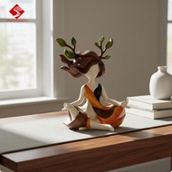 Sharprepublic SiaBiced Meditation Deity Statue Faceless Meditating Deity Figurine Layered Color Band
