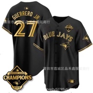 Fast ShippingFinals Black Gold Edition Jersey Blue Jays Baseball Jersey Blue Jays No. 27 Guerrerd jr