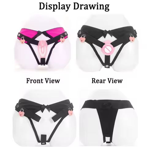 Sissy Mimic Female Pussy Chastity Device Anti-Cheating with Fake Bottom Cock Cage FUFU Clip Panty Ch