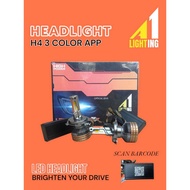 H4 3 Color LED Car Headlight APP Control L80w H80w High Power A1 Lighting