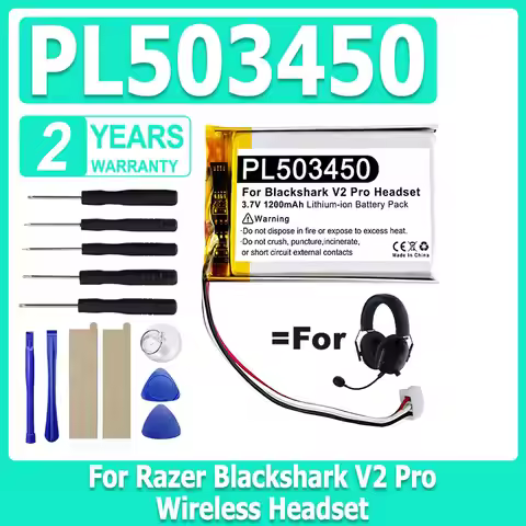New 1200mAh XDOU Wireless Headset Battery for RAZER Blackshark V2 Pro PL503450 Batteries