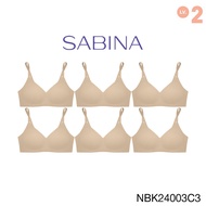( Set 6 ชิ้น ) Sabina Soft Collection Level 2 เสื้อชั้นใน ไร้ตะเข็บ ไร้โครง รหัส NBK24003 - สีเนื้อเ
