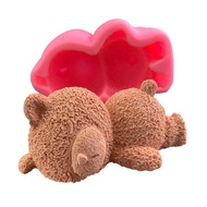 3D Cute Sleeping Bear Mousse Silicone Mold Birthday DIY Ice Hockey Bear Mold Handmade Soap Chocolate