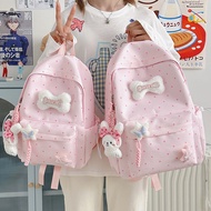 Student Schoolbag Female Junior High School Student Cute Polka Dot Large Waterproof College St