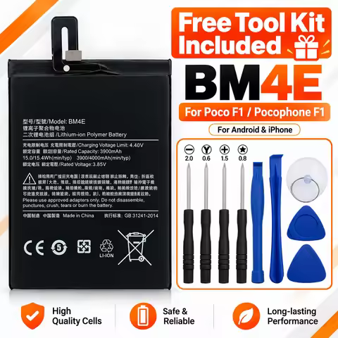 Replacement Phone Battery BM4E 4000mAh for Xiaomi Mi Poco F1 Pocophone F1 Mobile Internal Battery wi