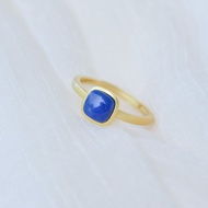 Natural Hetian Jade Lapis Lazuli Blue Chalcedony S925 Sterling Silver Turquoise Ring Simple Big Name Classic All-Match Jewelry