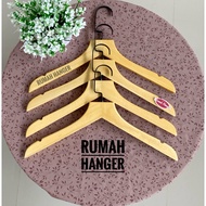 ( FLAT BLACKHOOK 10CM) WOODEN HANGER STRAIGHT HEADnatural 38CM 1PCS
