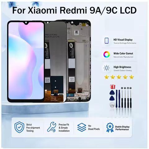 6.53" IPS For Xiaomi Redmi 9A LCD M2006C3LG Display Touch Screen Digitizer Assem For Redmi 9C LCD M2