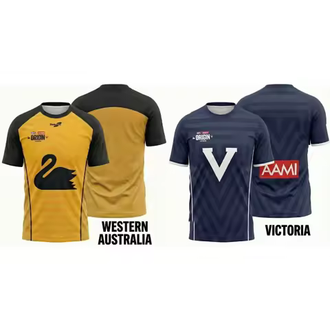 Australia Football Shirt Western Australia Black Swan Victoria Big V Men's Sport Beach T-shirt Breat