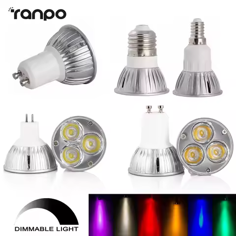 3W Dimmable GU10 E27 E14 MR16 GU5.3 LED Spotlight Bulbs Cold Warm Neutral White Red Blue Yellow Repl