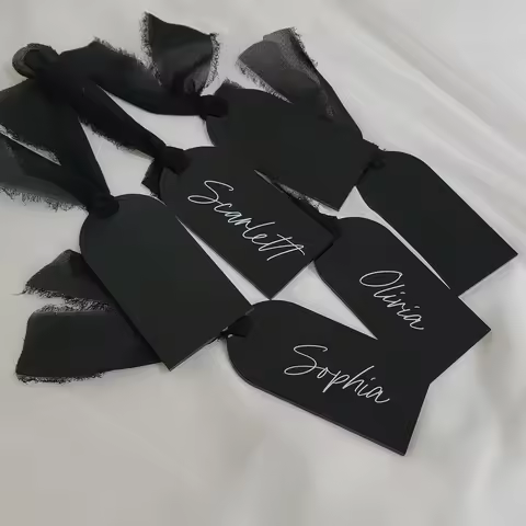 Blank Black Arch Acrylic Wedding Place Cards,Escort Cards,Luggage Tags,Gift Favors Tag, Party Banque