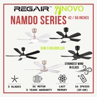 Regair Inovo Namdo 42"/56" Ceiling Fan With Led Light Remote Control DC Motor / Kipas Siling Led Lampu 42 Inch 56 Inch