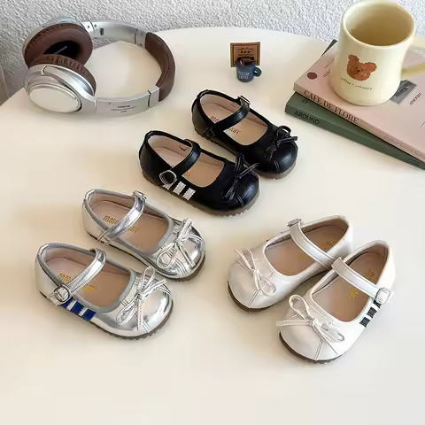 Toddler Little Girl Fashion Mary Jane Dress Shoes Ballet Flats for Kids Girl Party School Shoes Bowk