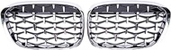 Grille for BMW X1 F48 F49 2016-2019, 1 Pair ABS Car Diamond Front Kidney Grille Racing Grill,Full Silver