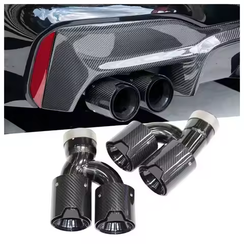 Exhaust Tips for BMW 5 Series G30 G31 G38 MP Logo Quad Tip High Quality Carbon Fiber SUS304 Mu-ffler