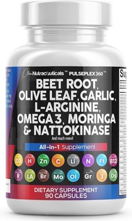 Beet Root Capsules 6000mg Olive Leaf 6000mg Nattokinase 4000 FU Garlic Extract 2000mg L-Arginine 400