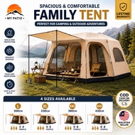 Khemah Unta Large Camping Tent Waterproof Family Tents Double Layers Big Tent 2 rooms 8-12 Person Ca